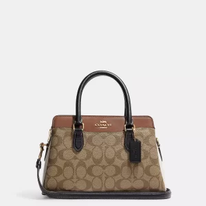 coach mini darcie carryall in colorblock signature canvas
