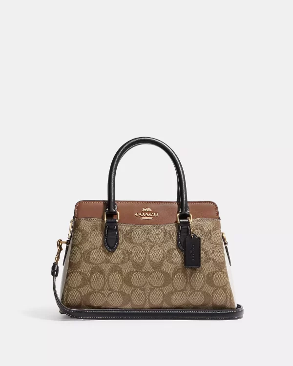 coach mini darcie carryall in colorblock signature canvas