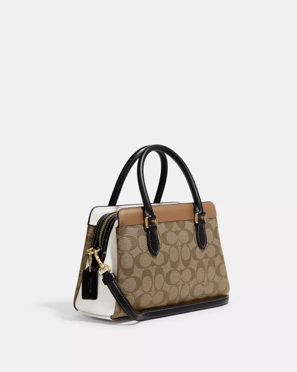 coach mini darcie carryall in colorblock signature canvas