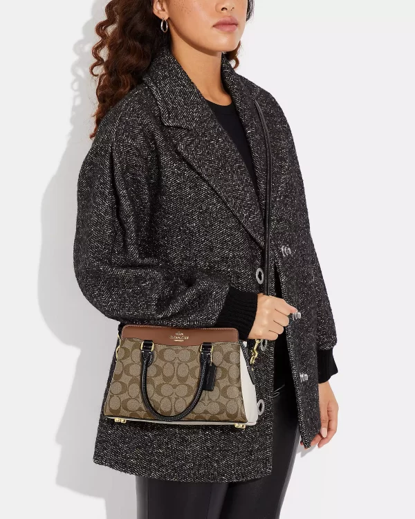 coach mini darcie carryall in colorblock signature canvas