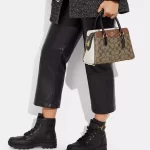 coach mini darcie carryall in colorblock signature canvas