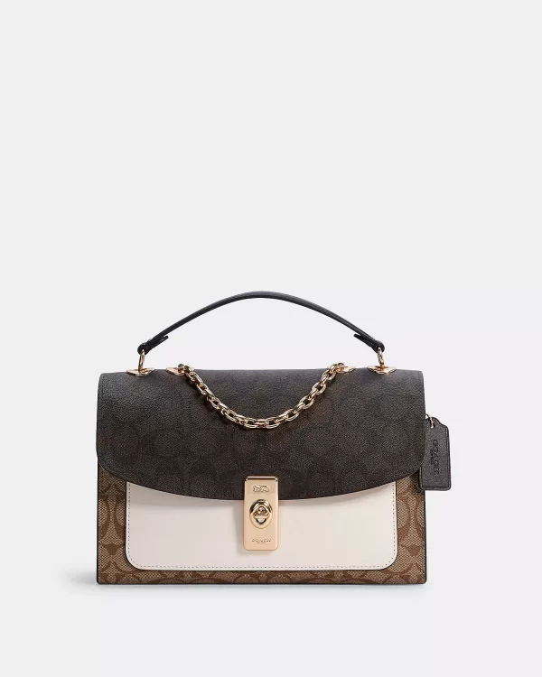 coach lane shoulder bag in blocked signature canvas