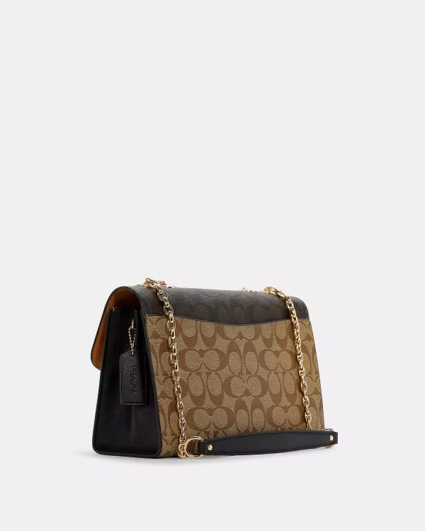 coach lane shoulder bag in blocked signature canvas
