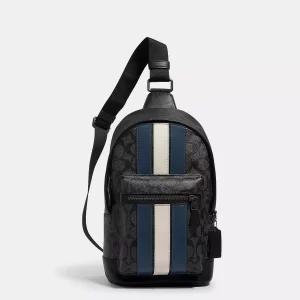 coach west pack in signature canvas with varsity stripe