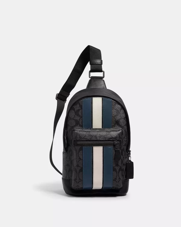 coach west pack in signature canvas with varsity stripe