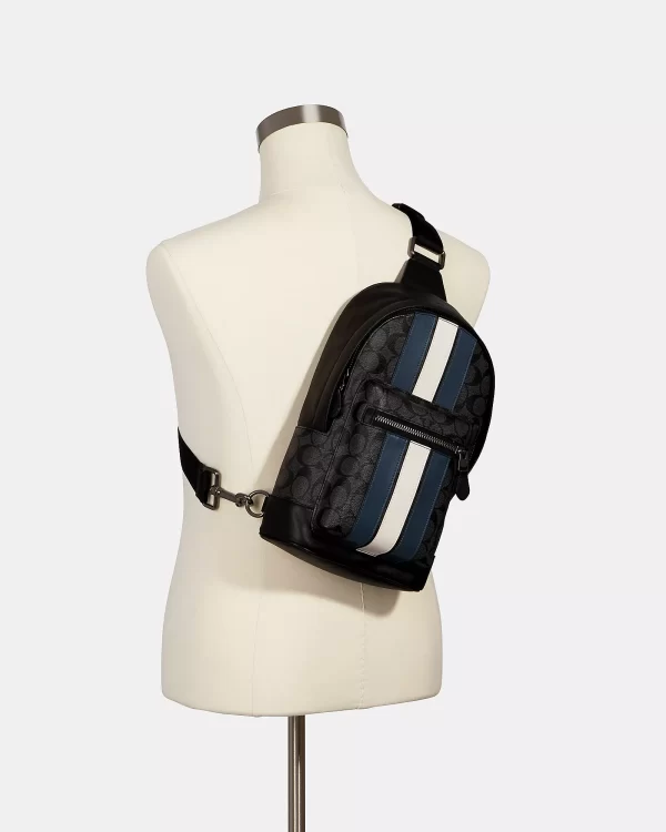 coach west pack in signature canvas with varsity stripe