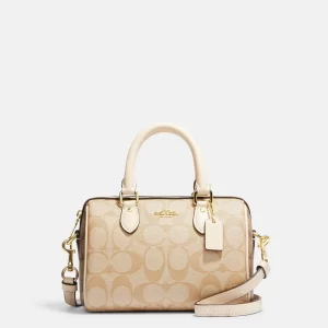 coach mini rowan satchel in blocked signature canvas