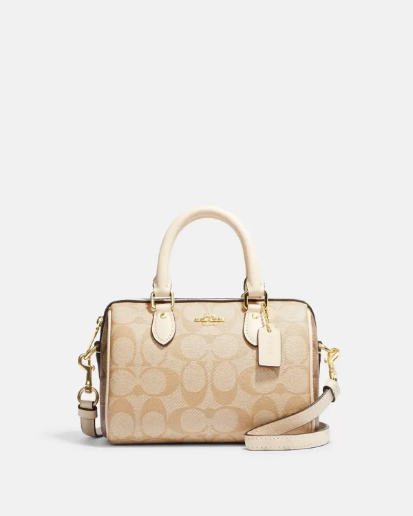 coach mini rowan satchel in blocked signature canvas