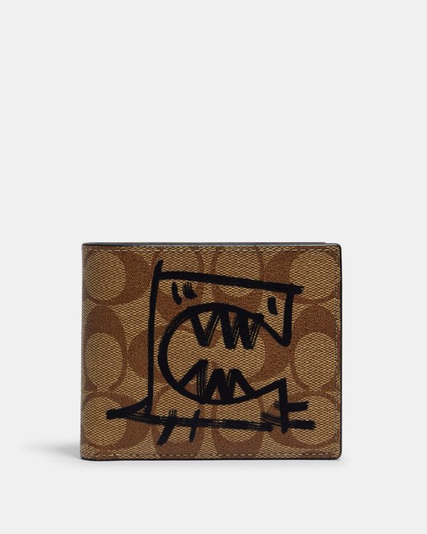 coach 3 in 1 wallet in signature canvas with rexy by guang yu