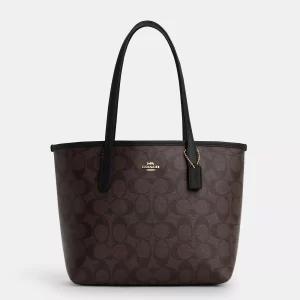 coach mini city tote in signature canvas