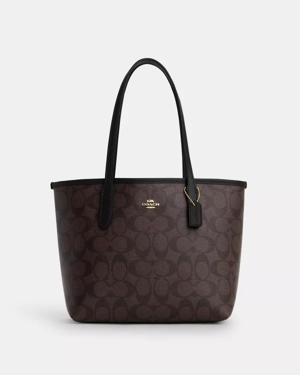 coach mini city tote in signature canvas