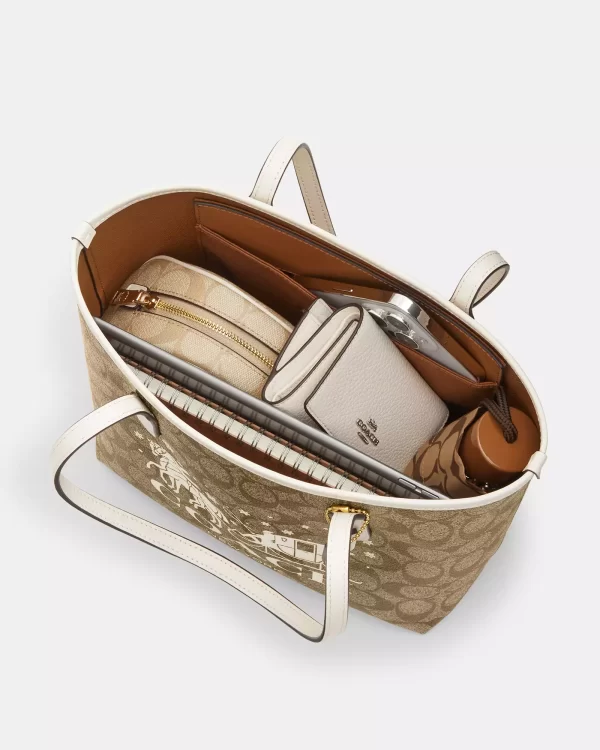 coach mini city tote in signature canvas