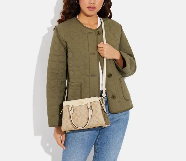 coach mini darcie carryall in blocked signature canvas ( eta 2 april )