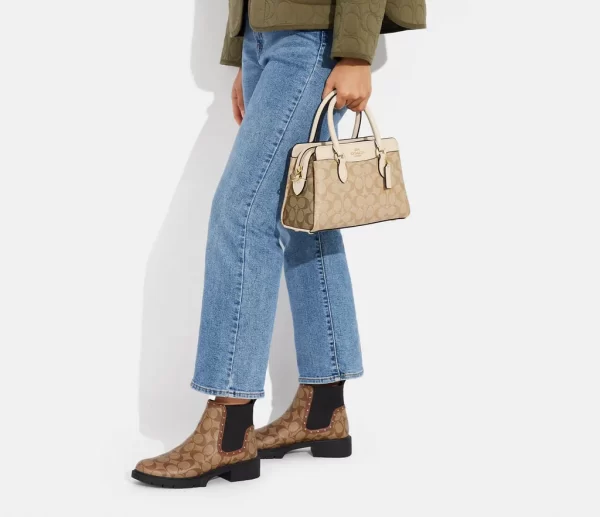 coach mini darcie carryall in blocked signature canvas ( eta 2 april )