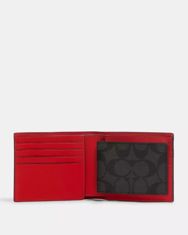 coach 3 in 1 wallet in signature canvas with varsity motif