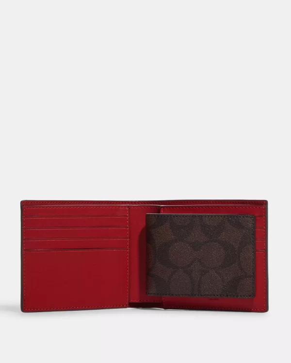 coach 3 in 1 wallet in colorblock signature canvas with coach patch