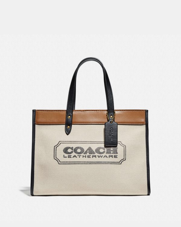 coach field tote 30 with coach badge