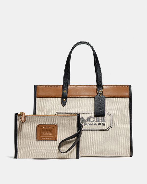 coach field tote 30 with coach badge