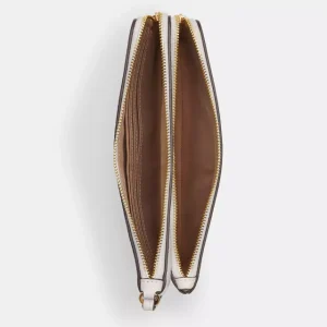 coach double zip wallet in signature canvas