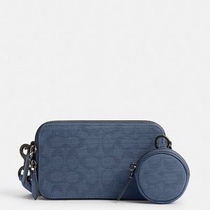 coach charter slim crossbody in signature canvas jacquard