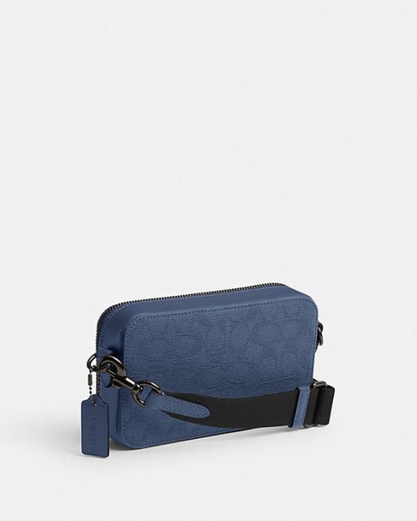 coach charter slim crossbody in signature canvas jacquard