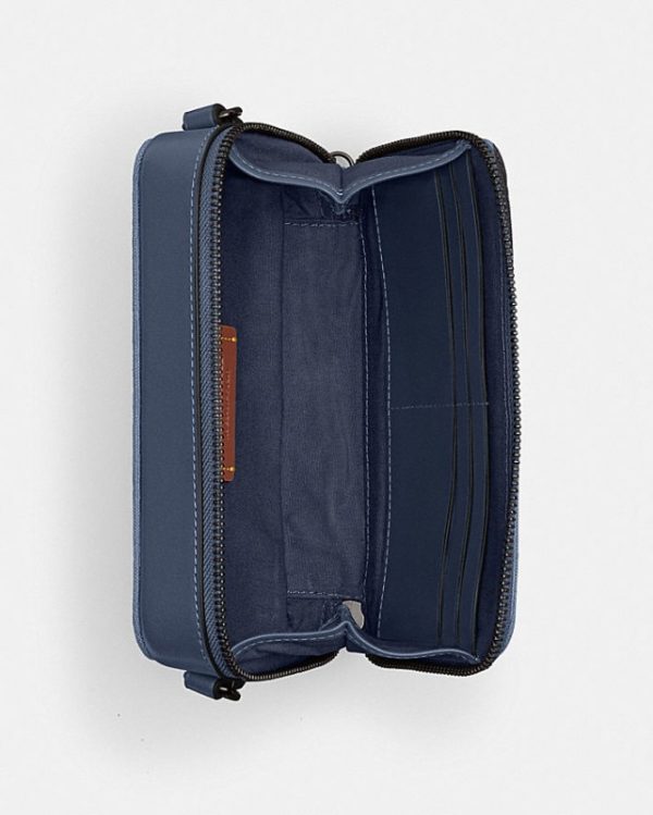 coach charter slim crossbody in signature canvas jacquard