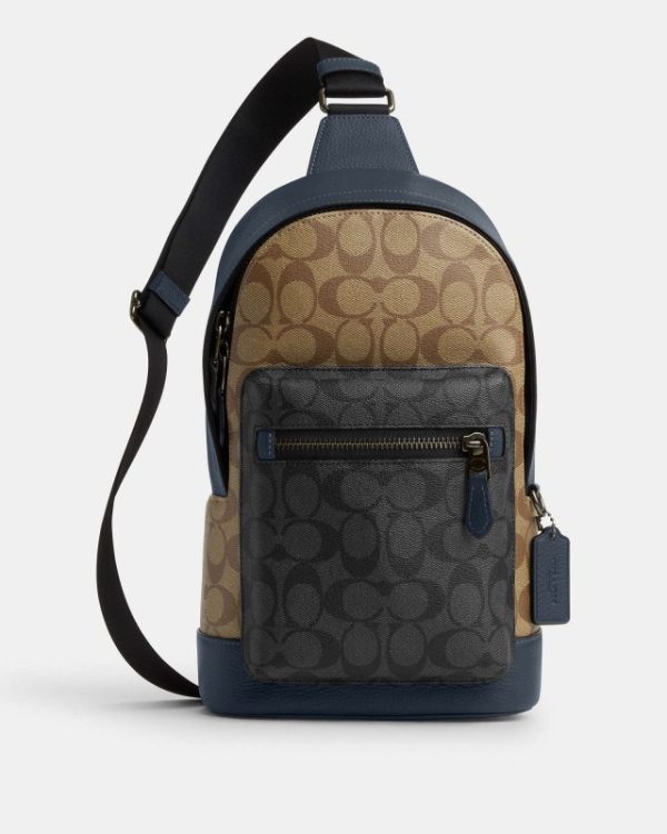 coach west pack in colorblock signature canvas