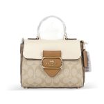 coach morgan top handle satchel bag in blocked signature canvas