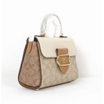 coach morgan top handle satchel bag in blocked signature canvas
