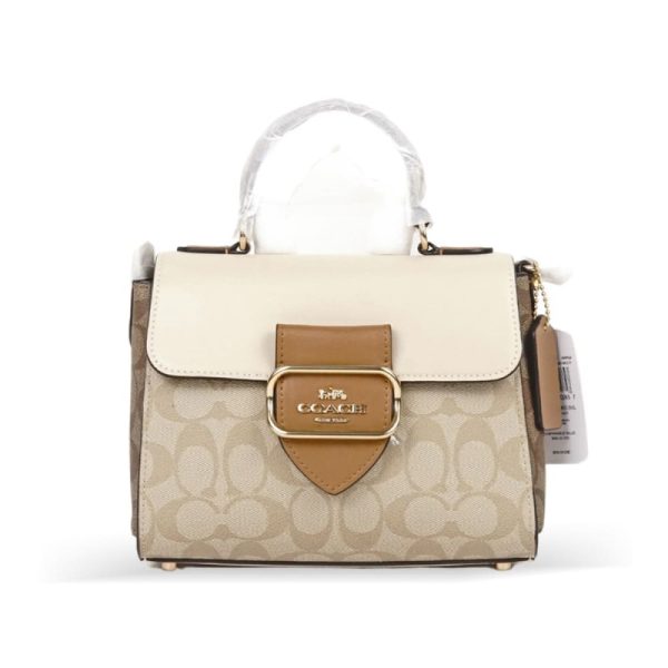coach morgan top handle satchel bag in blocked signature canvas