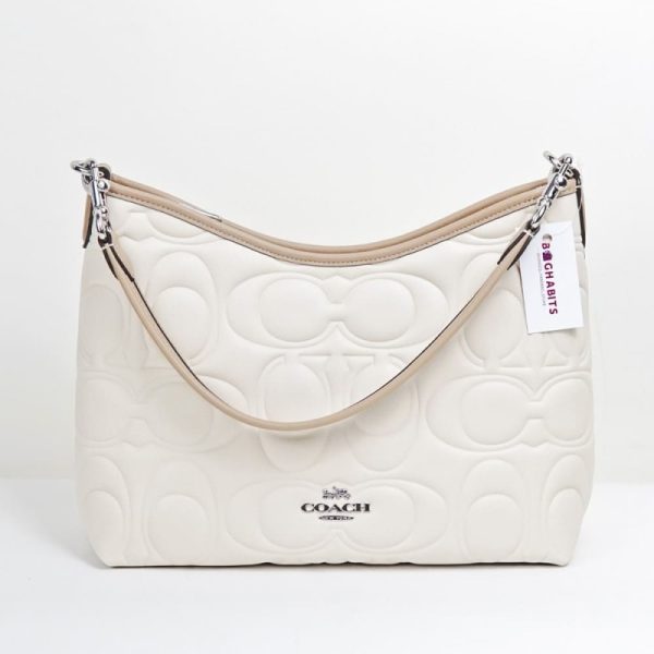 coach laurel shoulder bag in signature embossed