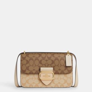 coach large morgan crossbody square in blocked signature canvas