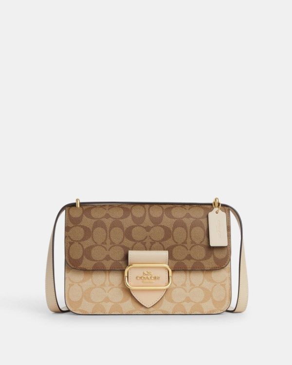 coach large morgan crossbody square in blocked signature canvas