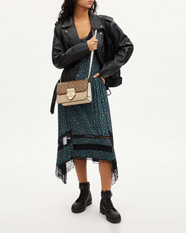 coach large morgan crossbody square in blocked signature canvas