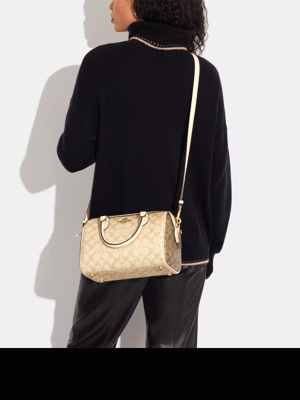 coach rowan satchel blocked in signature canvas