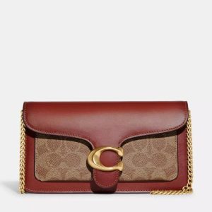 coach tabby chain clutch bag in signature canvas