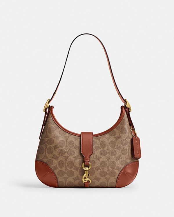coach hamptons hobo in signature canvas
