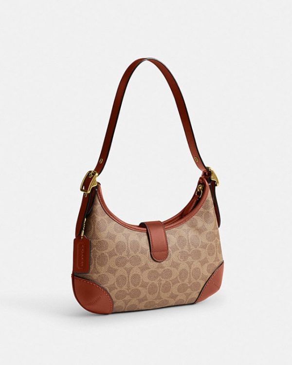 coach hamptons hobo in signature canvas