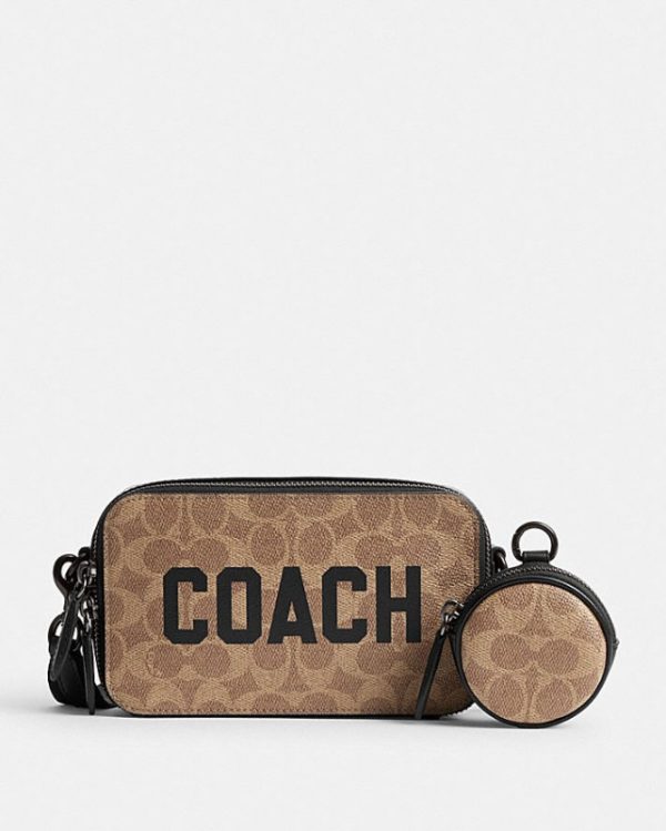 coach charter slim crossbody in signature canvas with coach graphice