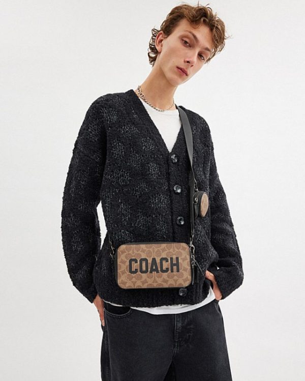coach charter slim crossbody in signature canvas with coach graphice