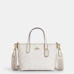 coach city mini tote in signature canvas ( glacier white )