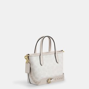 coach city mini tote in signature canvas ( glacier white )