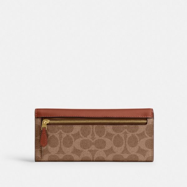 coach mila long flap wallet in signature canvas