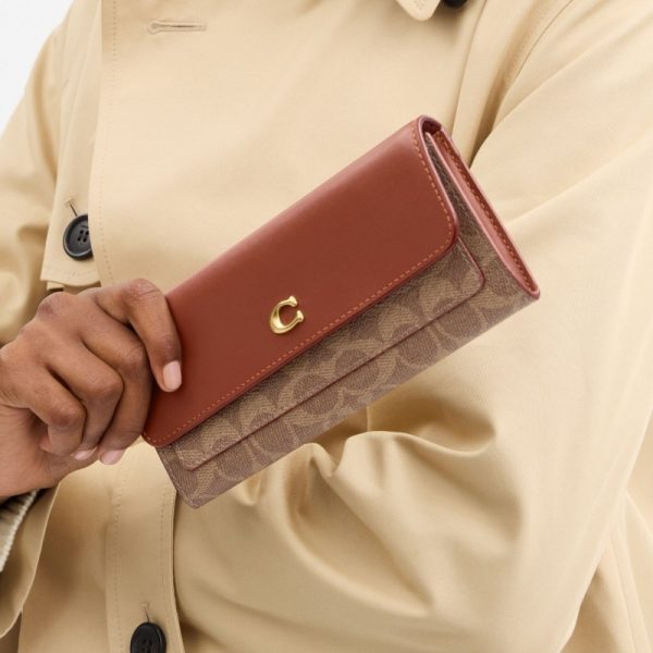 coach mila long flap wallet in signature canvas