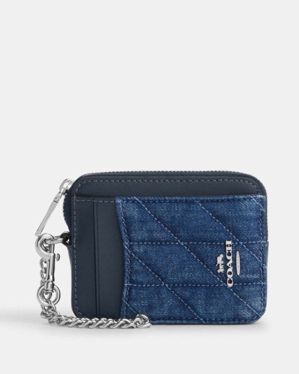 coach zip card case with quilting