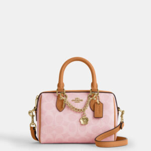 coach mini rowan crossbody in signature canvas with charms